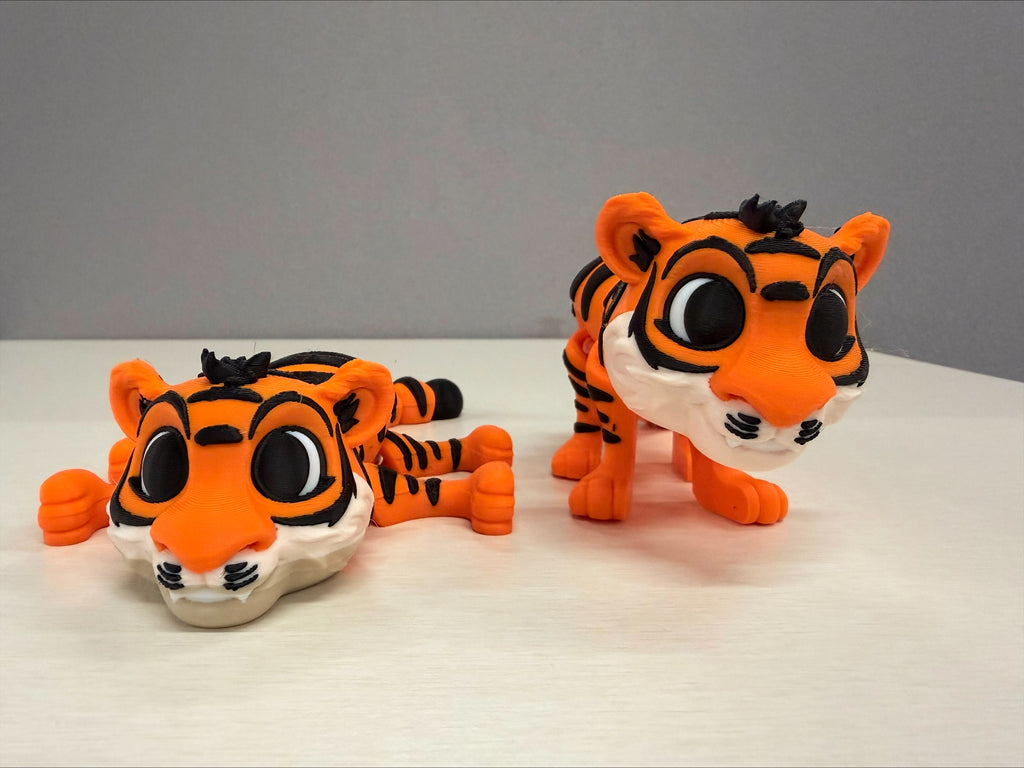 7.5-Inch 3D-Printed Plastic Collapsible Tigers